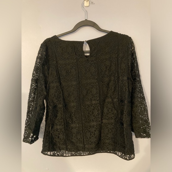 Adrianna Papell black lace sheer sleeved top size large EUC - Picture 2 of 4